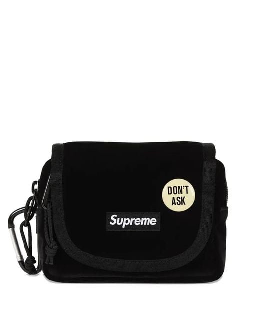 Supreme Black Logo-Patch Belt Bag for men