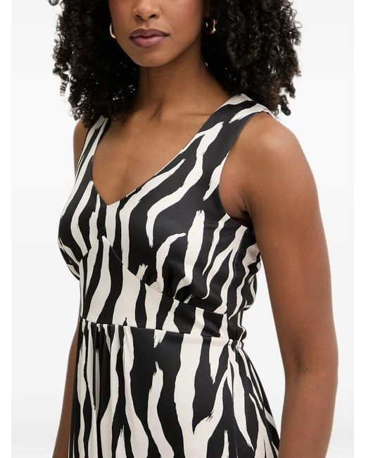 Morgan White Zebra-Print Lace-Up Maxi Dress