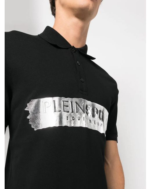 Philipp Plein Black Ss Brush Cotton Polo Shirt for men