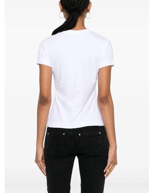 Moschino White Logo-Print Cotton T-Shirt
