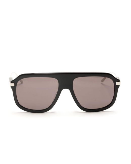 Saint Laurent Black Interlocking G Aviator-frame Sunglasses for men