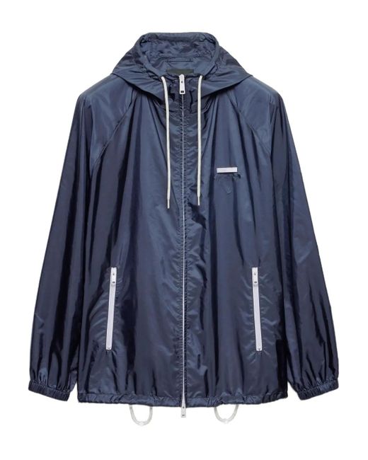 Prada Blue Re-Nylon Hooded Oversized Jacket for men