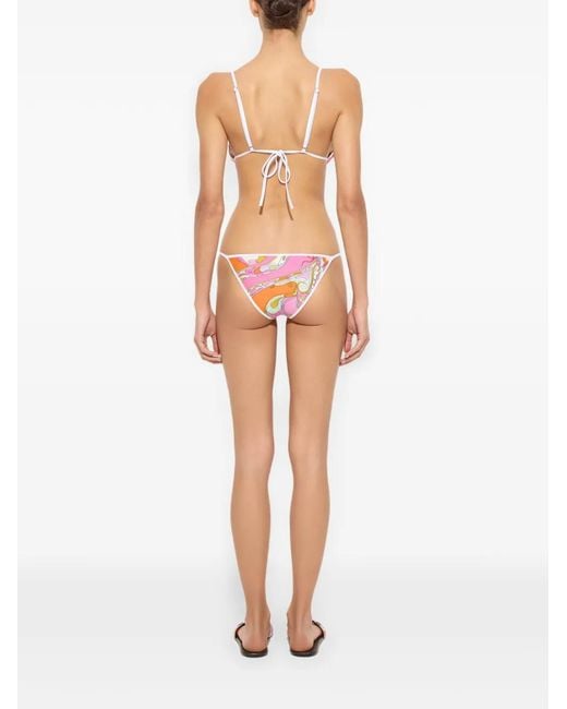 Emilio Pucci White Orchidee Abstract-Print Bikini Bottoms