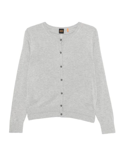 Boss Gray Button-Front Cardigan