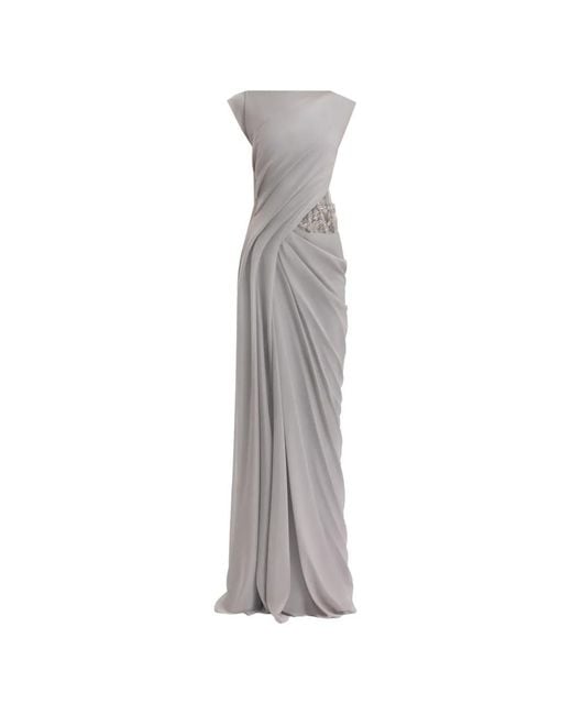 gemy maalouf dress smokey grey Asymmetrical Sleeve Cape-Like Dress main image 1