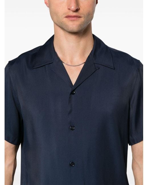 Sandro Blue Short-sleeve Twill Shirt for men