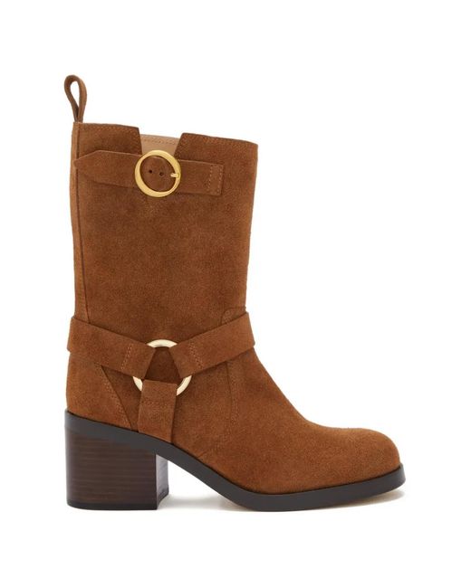 Odissi Brown Hailey Harnessed Straps Boots