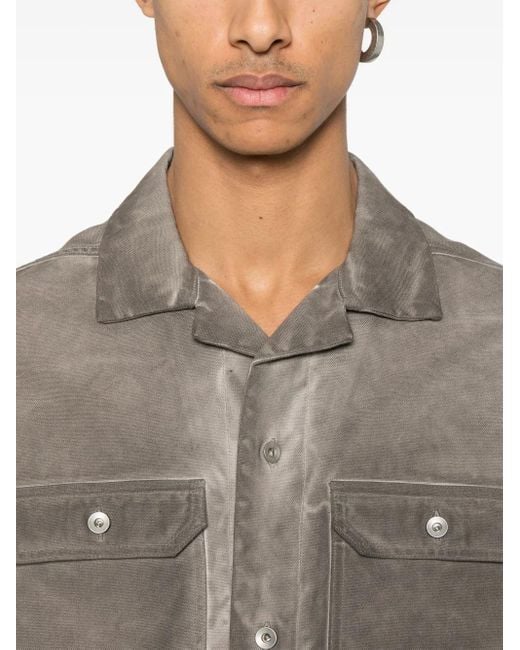 Rick Owens Gray Gunmetal Relaxed Fit Shirt With Button-Fastening Pockets for men