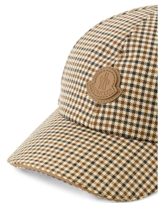 Moncler Natural Check Wool Baseball Cap for men