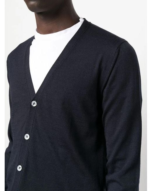 Zanone Blue Buttoned Virgin-Wool Blend Cardigan for men