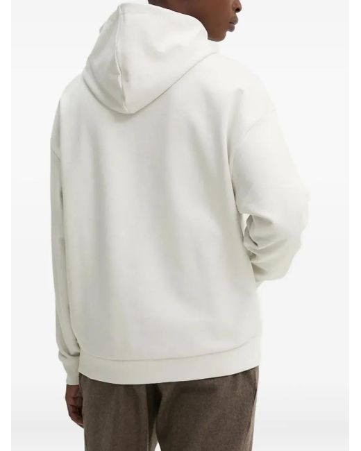 HUGO White Logo-Embossed Hooded Hoodie for men