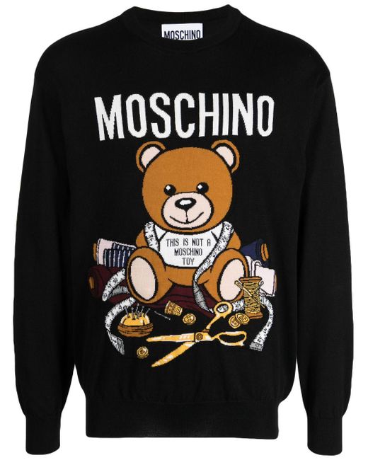Moschino Teddy Bear-print Cotton Jumper in Black for Men | Lyst