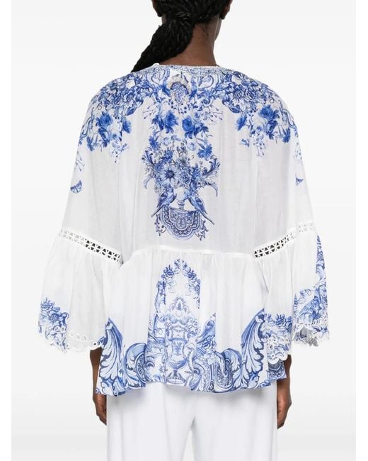 Camilla Blue Blouse À Fleurs Imprimées