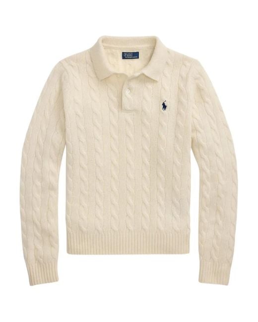 Polo Ralph Lauren White Cable Knit Pullover Sweater