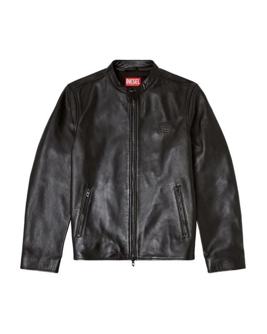 DIESEL Lederjacke mit Logo-Prägung in Black für Herren