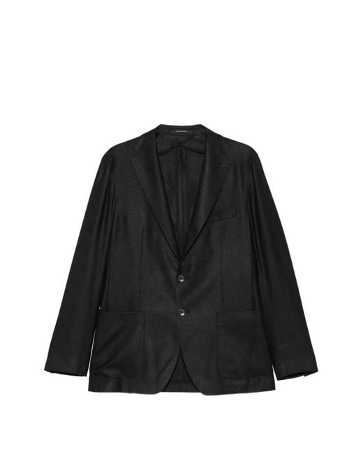 Tagliatore Black Pocket Single-Breasted Blazer for men