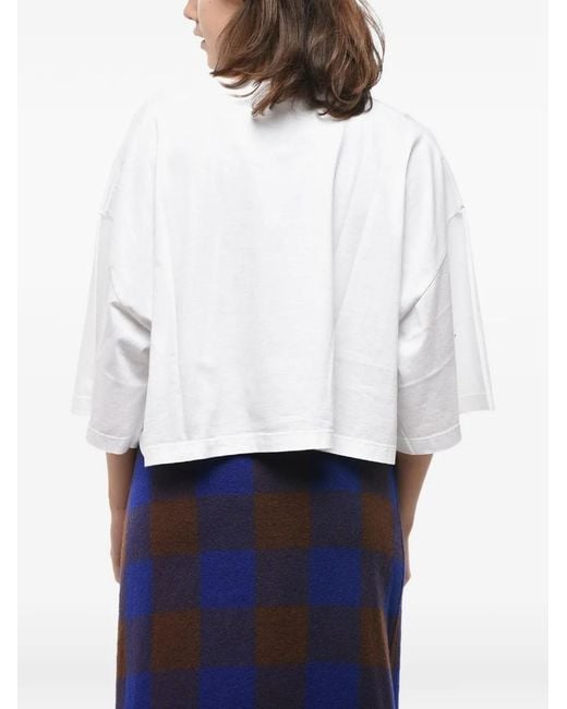 DSquared² White Logo-Print Cropped Top