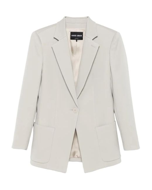 Giorgio Armani White Single-Button Patch-Pocket Blazer