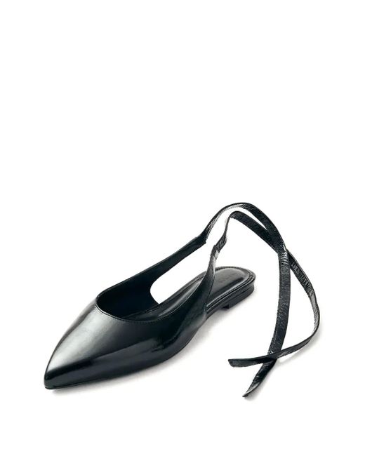 Alohas Black Ribbon Pointed Ballerinas