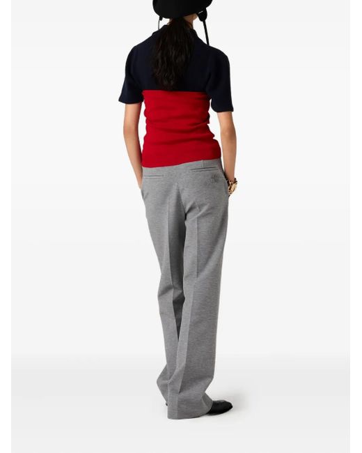 Miu Miu Gray Hose Mit Logo-Stickerei