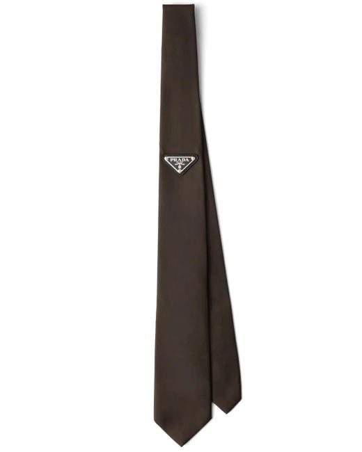 Prada Brown Triangle-Logo Tie for men