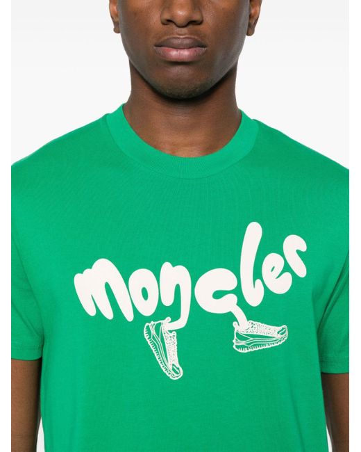メンズ Moncler ロゴ Tシャツ Green