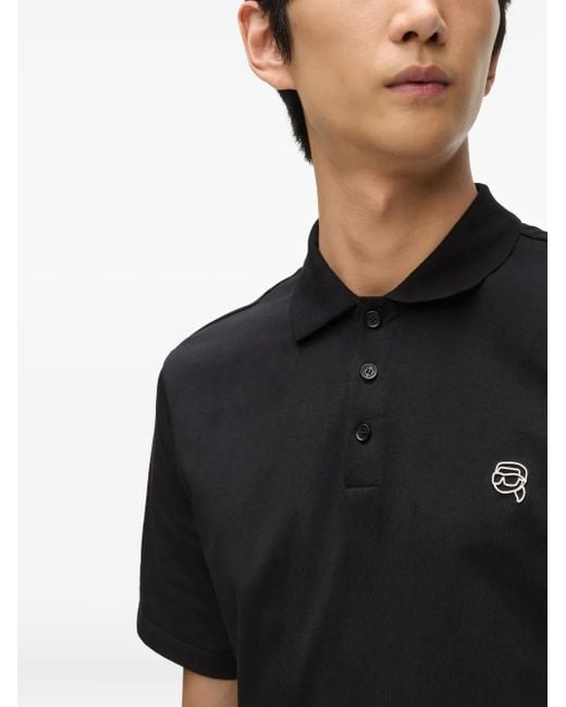 Karl Lagerfeld Black Ikon Polo Shirt for men