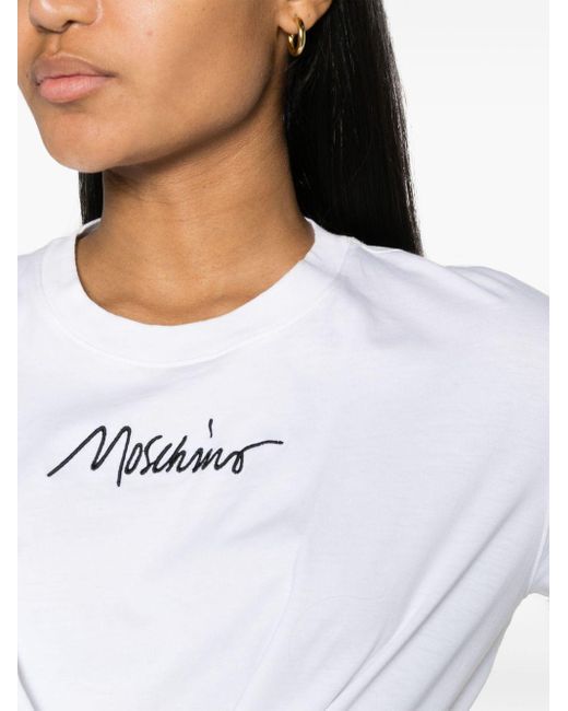 Moschino Katoenen T-shirtjurk Met Sjaal in het White