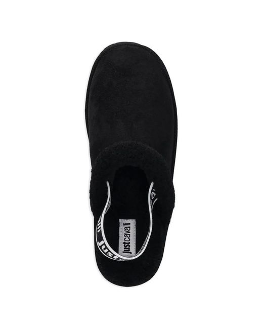 Just Cavalli Black Round-Toe Mules