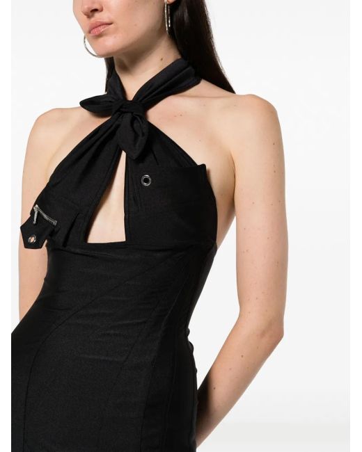 Coperni Black Racing Halterneck Minidress