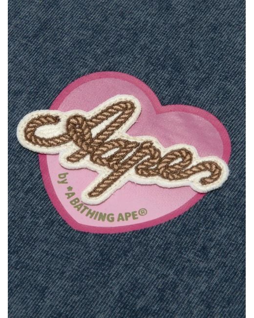 A Bathing Ape Blue Logo-Patch T-Shirt