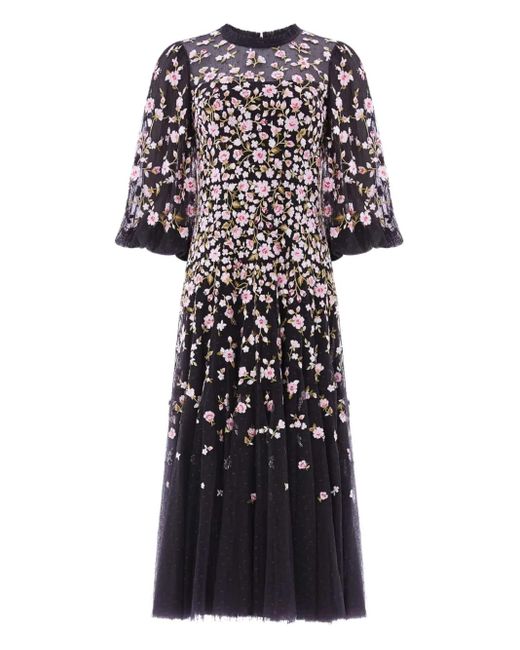 Needle & Thread Sylvia Maxi-Jurk Met Bloemenprint in het Black