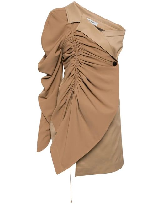 BESFXXK Natural Asymmetrisches Blazer-Minikleid