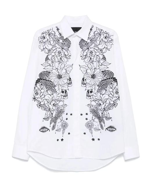 John Richmond White Printed Shirt for men