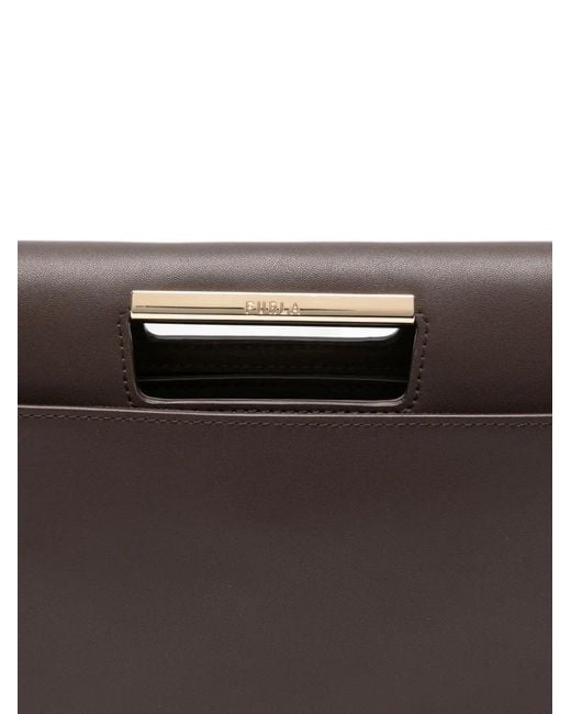 Furla Black Leather Envelope Clutch Bag