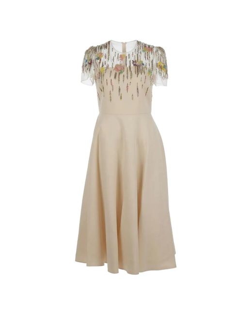Valentino Garavani Natural Sequin-Embellished Midi Dress