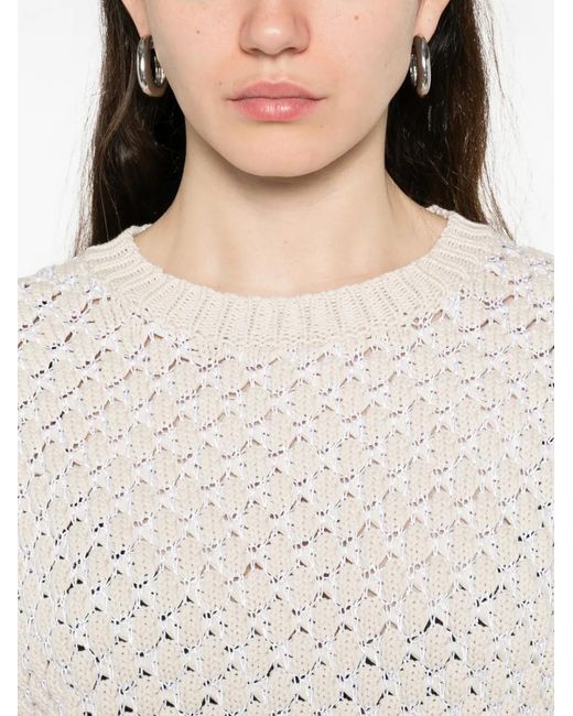 Peserico White Open-Knit Sweater