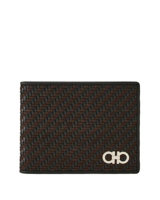 Ferragamo Black Wallet With Woven Pattern for men