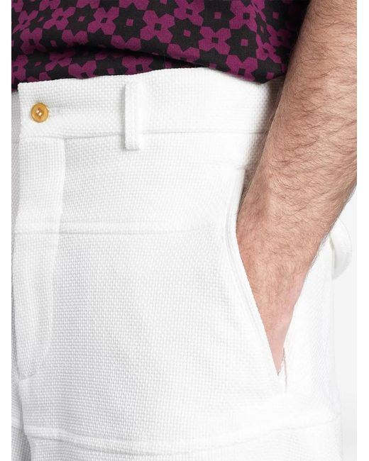 Comme des Garçons White Panelled Waffle-Knit Shorts for men