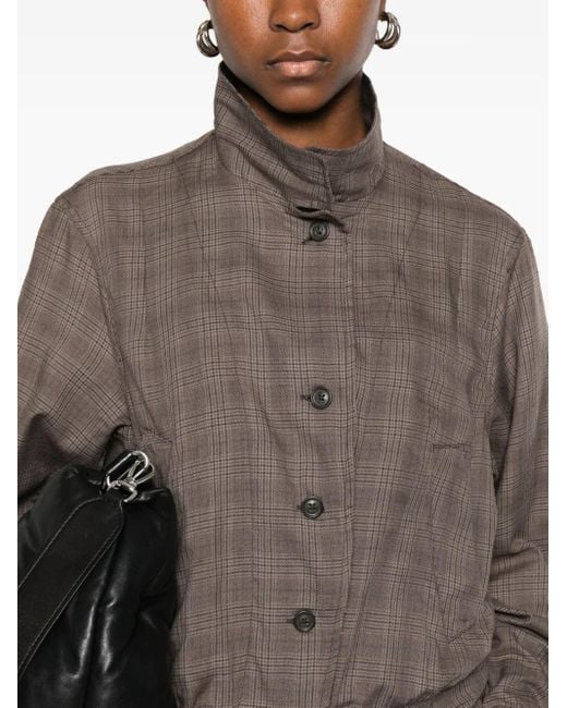 Our Legacy Brown Checked Button-Up Bomber Jacket