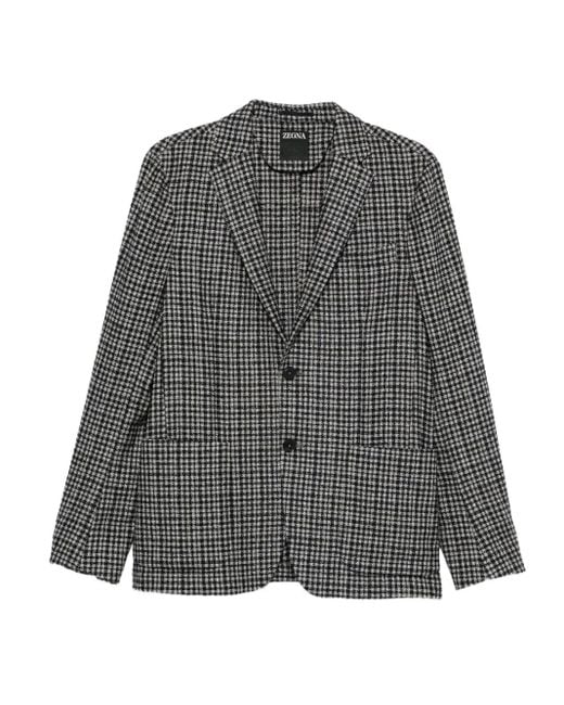 Zegna Gray Checked Two-Pocket Blazer for men