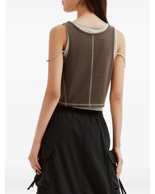 Musium Div. Brown Layered Contrast-Stitch Top