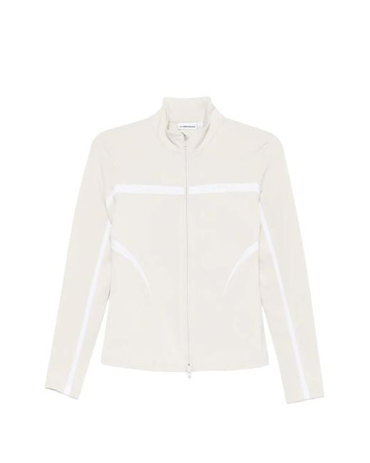 J.Lindeberg White Striped Zip Knitwear