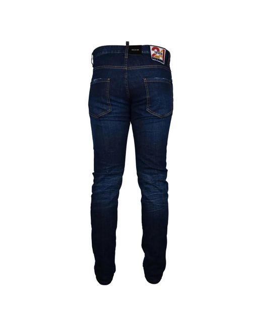 DSquared² Blue Cool Guy Faded-Effect Logo-Patch Jeans for men