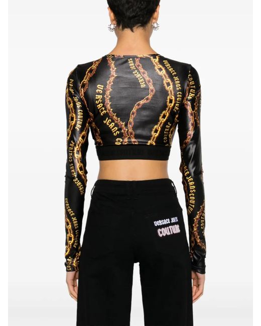 Versace Jeans Couture Black Chain Couture Crop Top