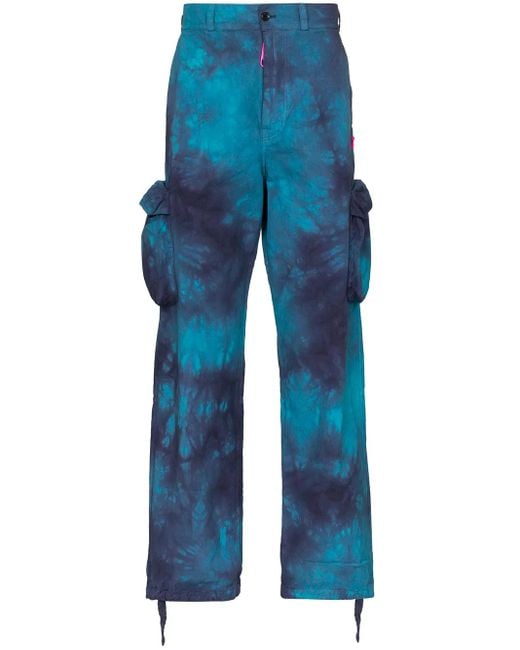 Off-White c/o Virgil Abloh Blue Tie-dyed Cargo Trousers for men