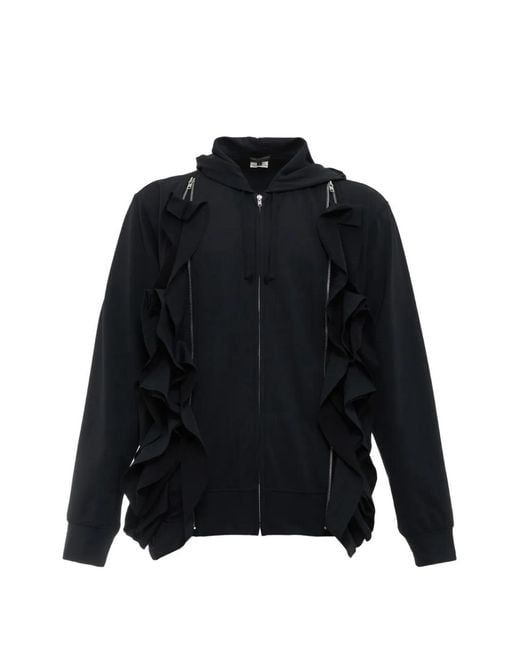 Comme des Garçons Black Ruffled Zip-Up Hoodie for men