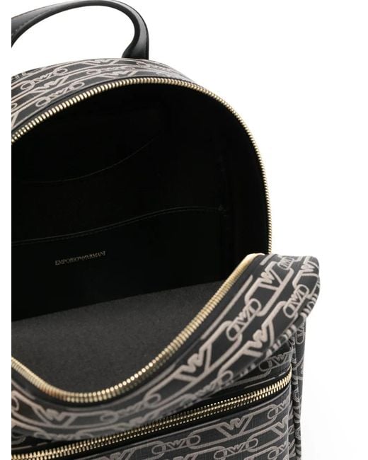 Emporio Armani Gray Logo-Print Backpack