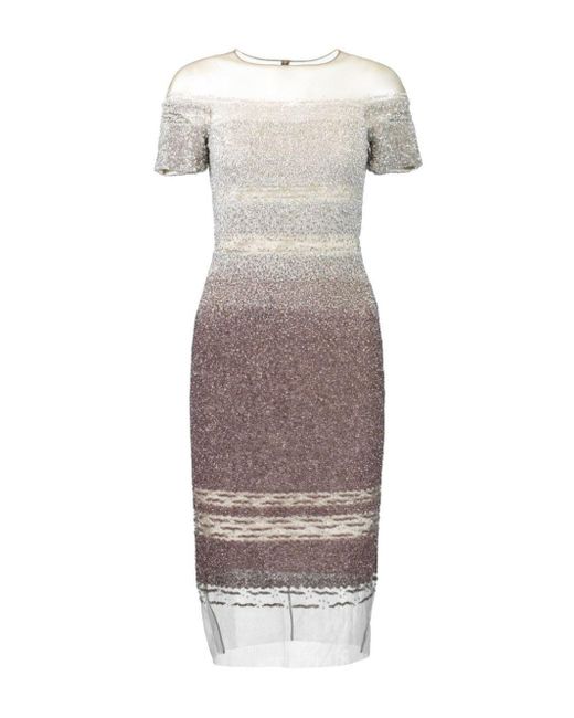Pamella Roland Gray Ombré-effect Sequinned Mini Dress