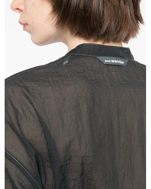And Wander Black Sheer Ripstop Shirt